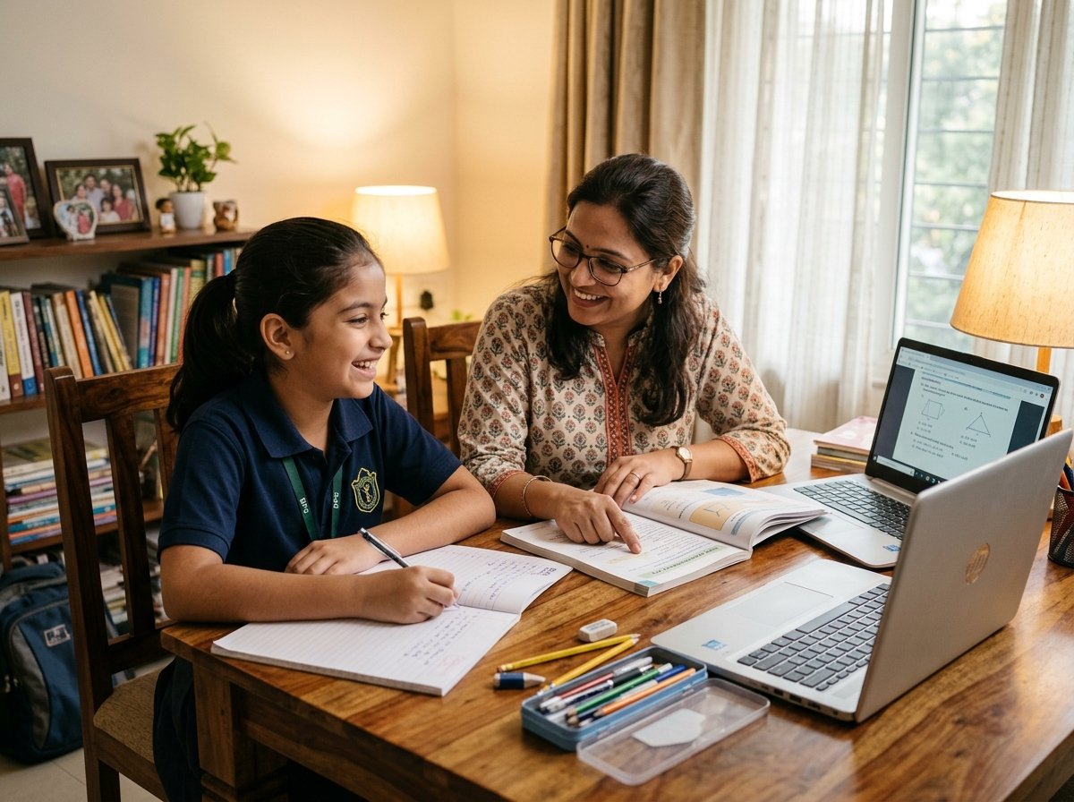 Indian Student Studying with Home Tutor